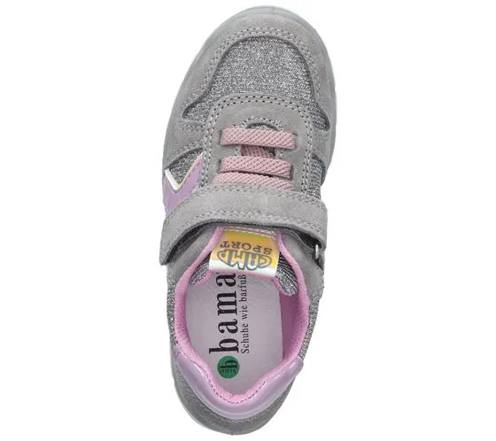 Bama sneakers da bambina con plantare estraibile e rivestimento in vera pelle Shock Absorber 1095 grigio/argento o blu/glitter