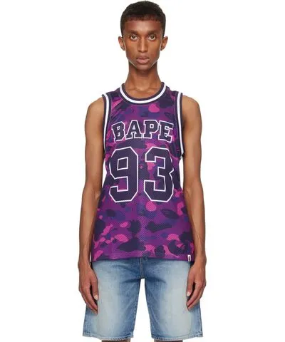 BAPE Purple Color Camo Basketball Tank Top