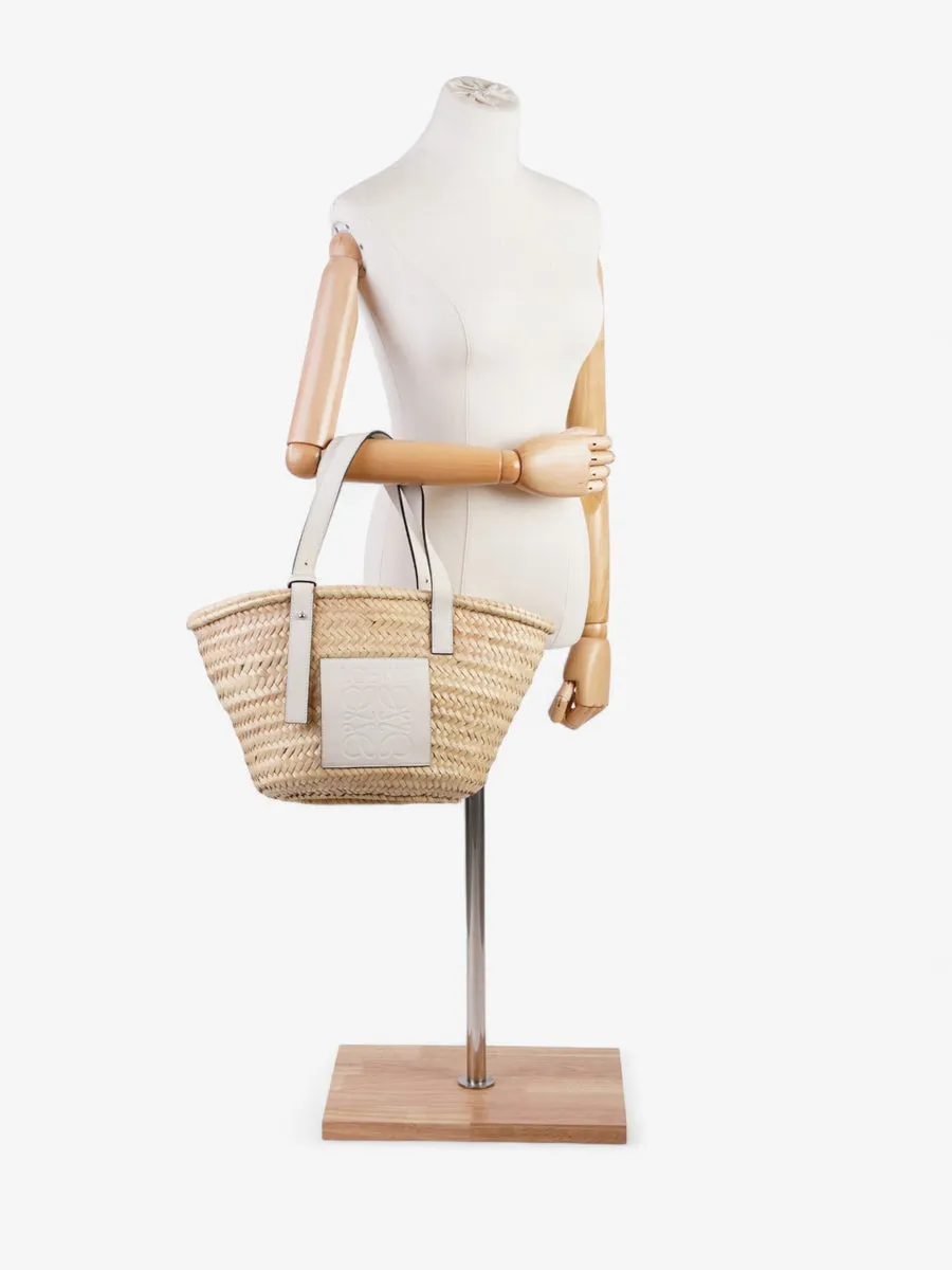 Basket Bag White Raffia Medium