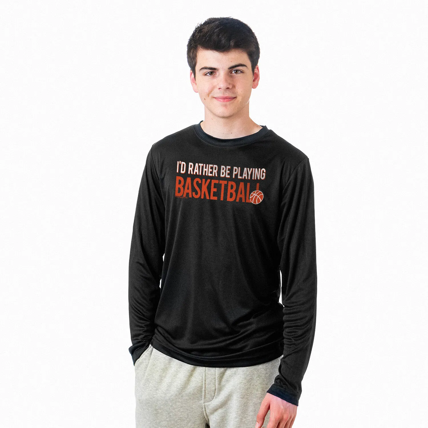 Basketball Long Sleeve Tech Tee - I'd Rather Be Playing Basketball 