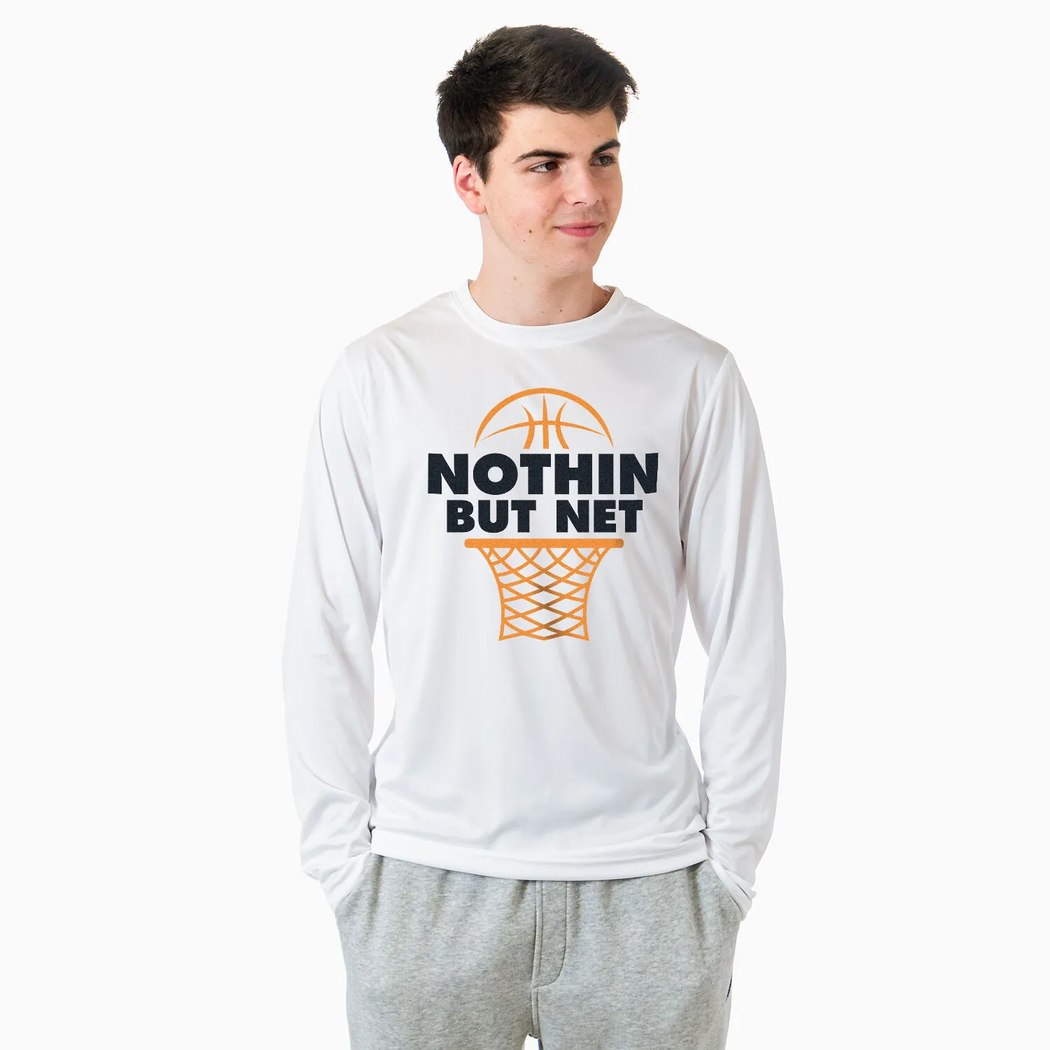 Basketball Long Sleeve Tech Tee - Nothin But Net 