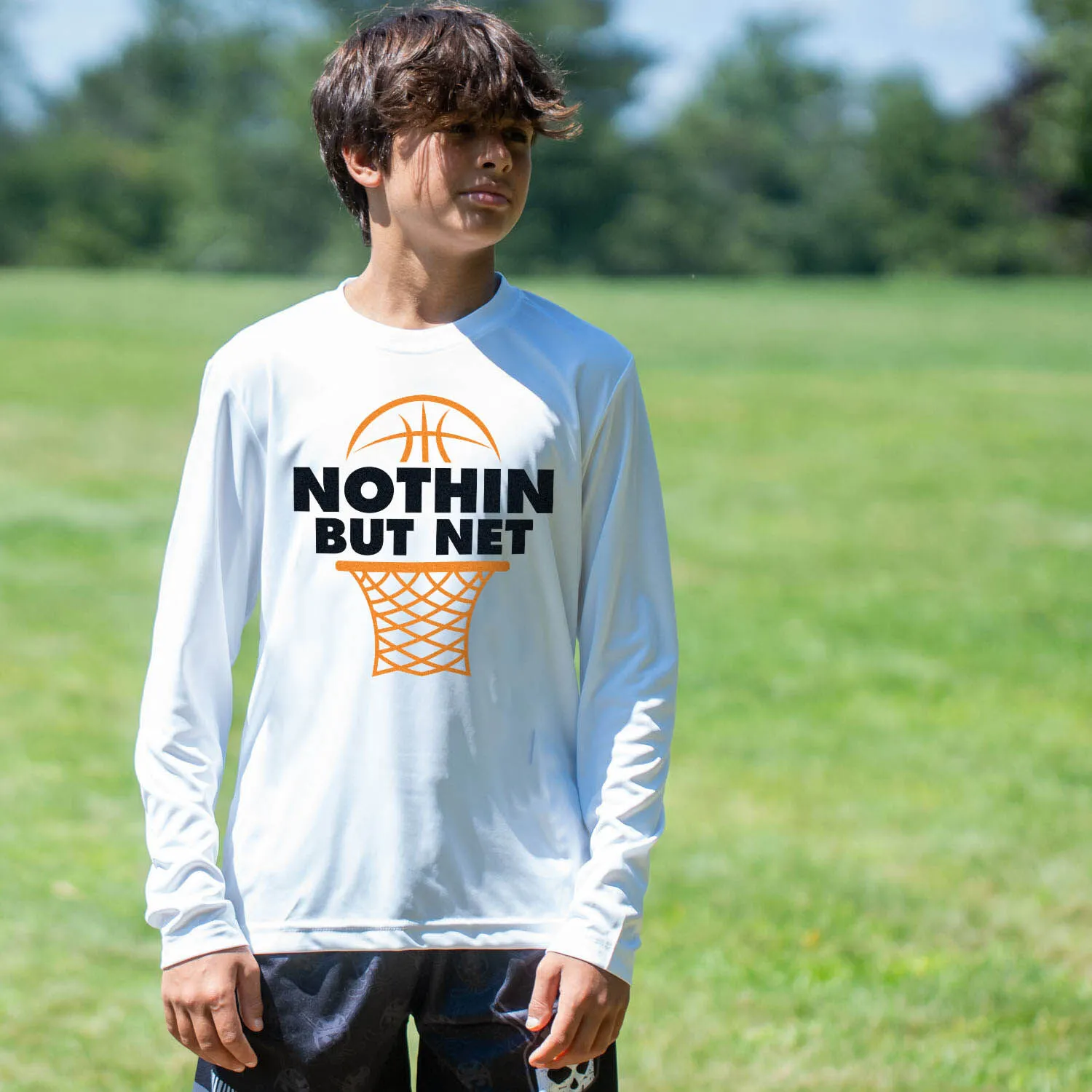 Basketball Long Sleeve Tech Tee - Nothin But Net 