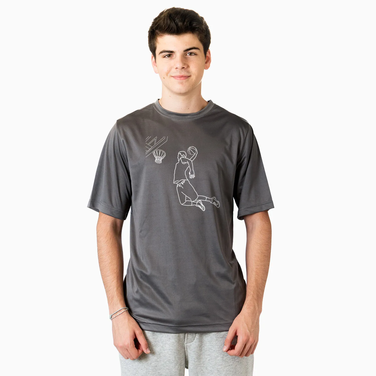 Basketball Short Sleeve Performance Tee - Basketball Player Sketch 