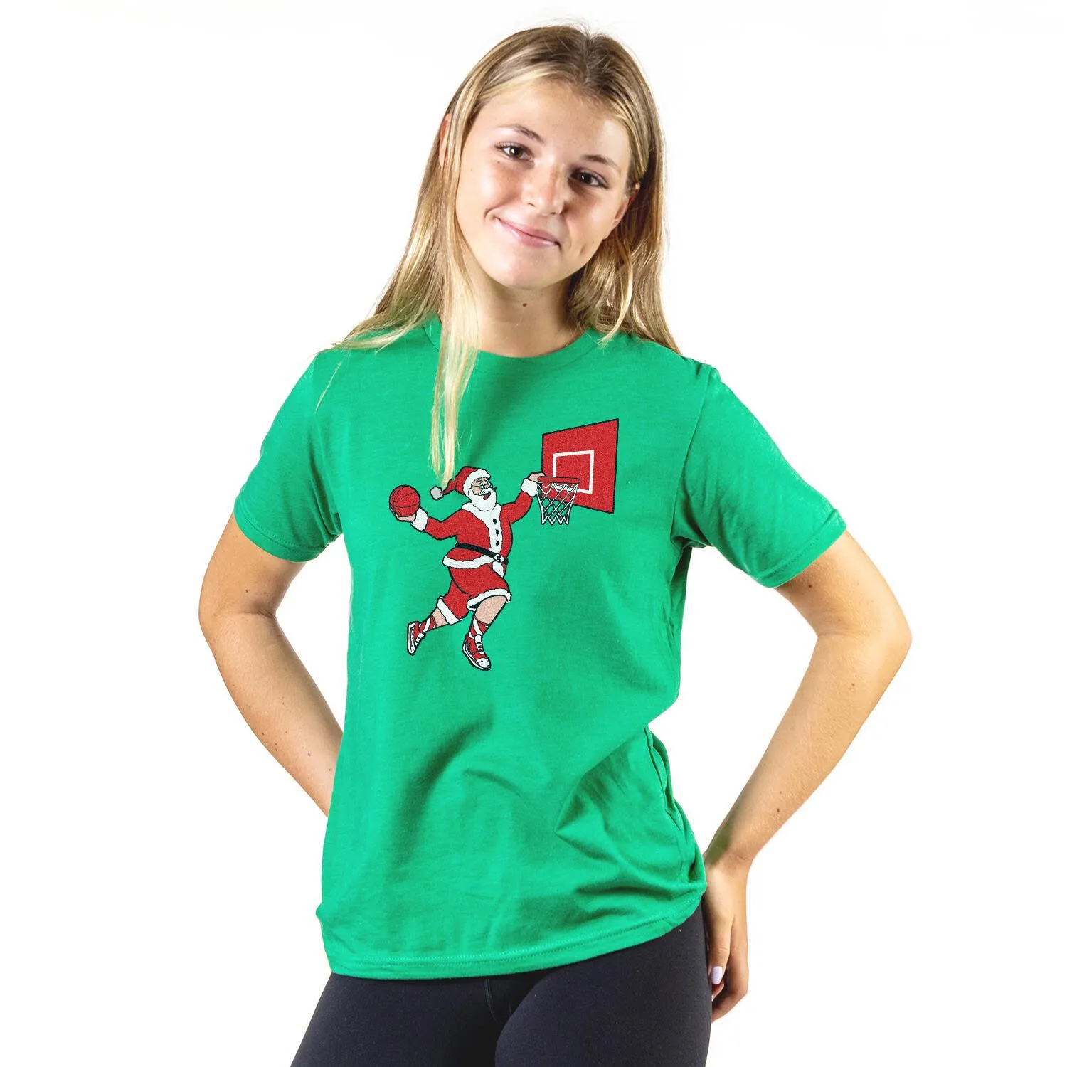 Basketball T-Shirt Short Sleeve - Slam Dunk Santa 
