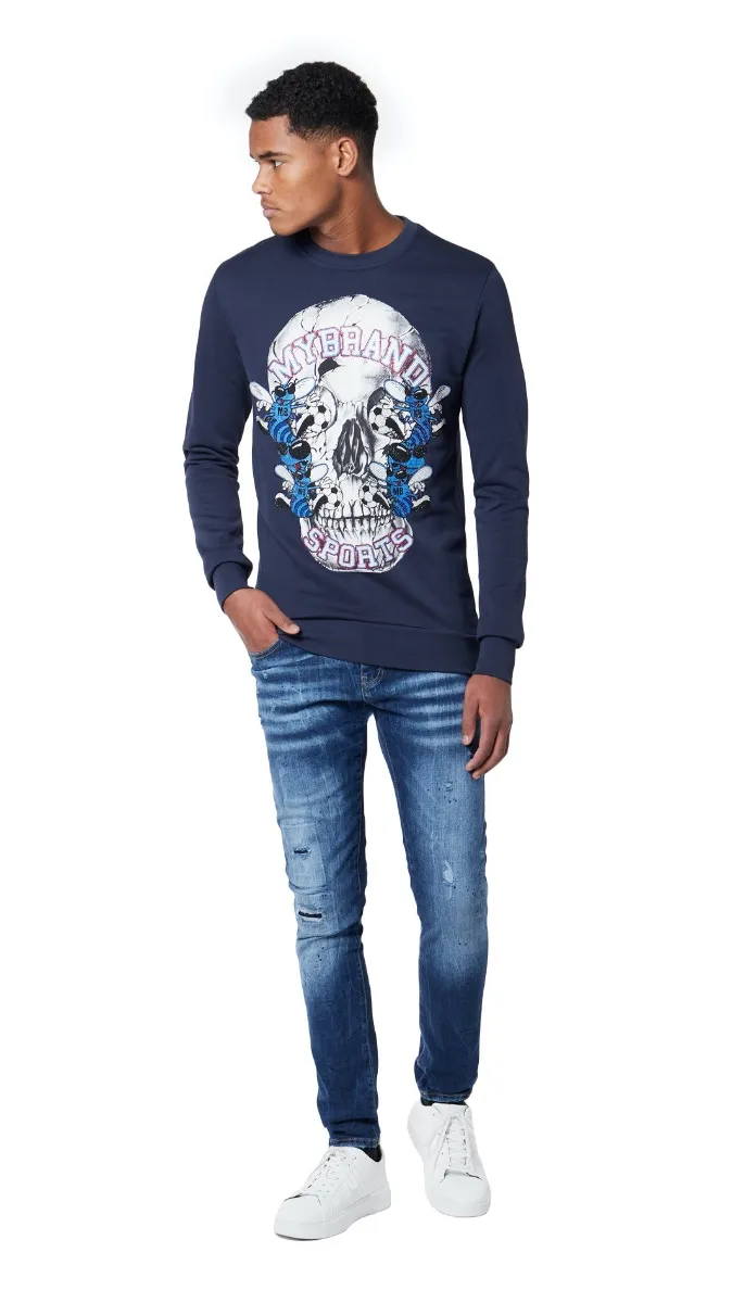 Bee Skull Sweater | NAVY