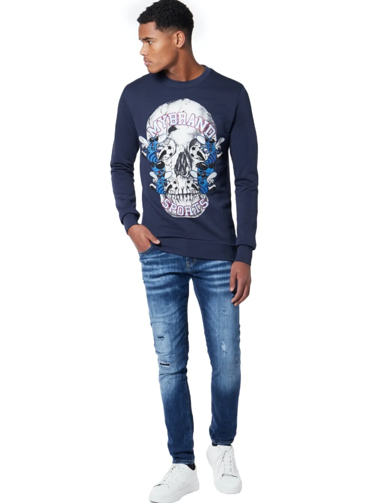 Bee Skull Sweater | NAVY