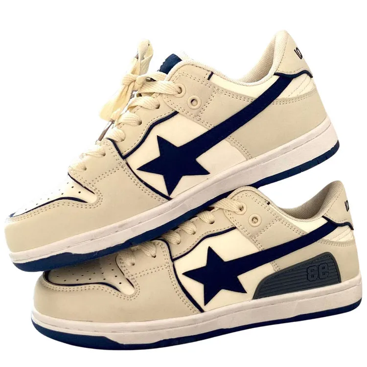 Beige & Navy Shooting Star Sneakers