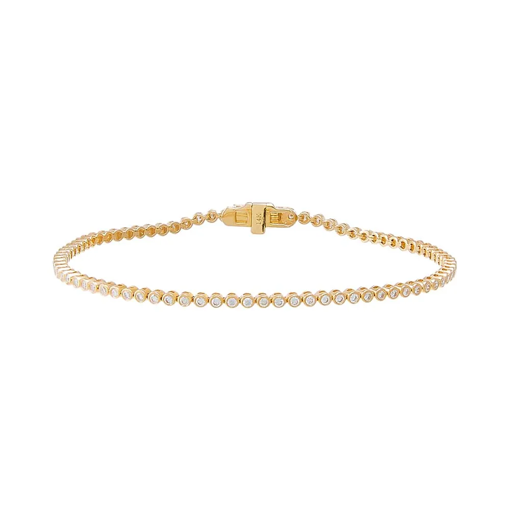 Bezel Tennis Bracelet | 1 Carat Diamonds | 14K Gold Plated