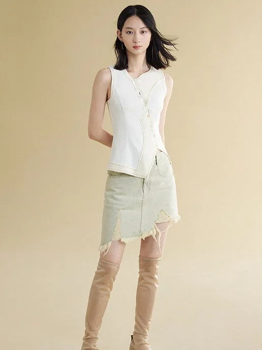 Bicolor Bumper Stitching Vest