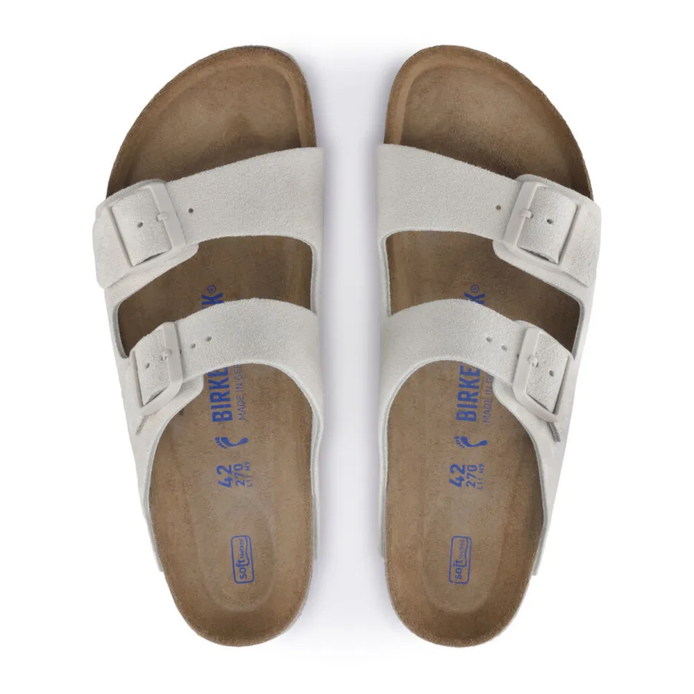 Birkenstock Arizona Soft Footbed Antique White Suede Sandals (Narrow)