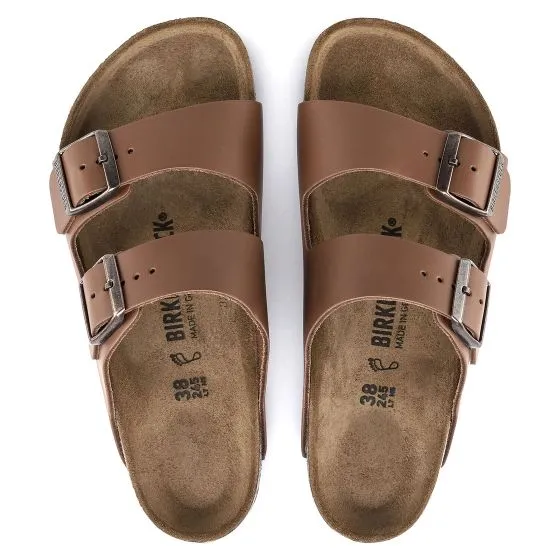 Birkenstock Unisex Arizona Ginger Brown, Natural Leather Sandals - Regular Fit