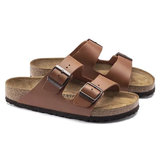 Birkenstock Unisex Arizona Ginger Brown, Natural Leather Sandals - Regular Fit