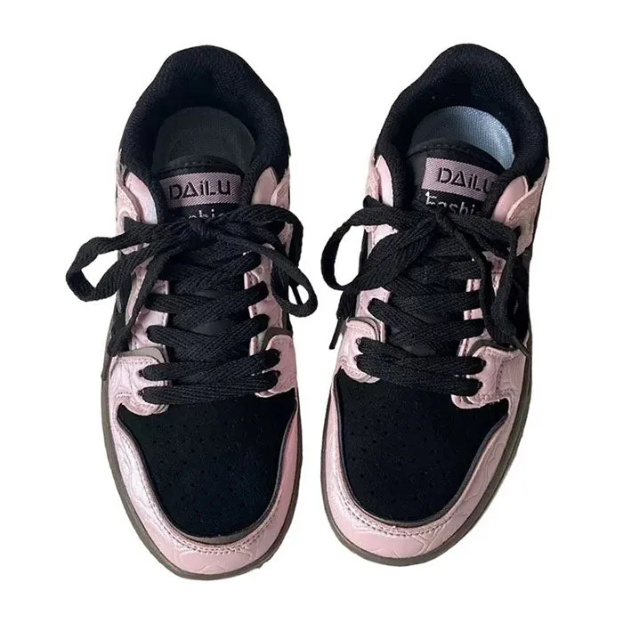 Black & Pink Star Sneakers