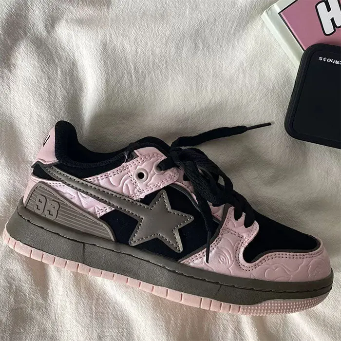 Black & Pink Star Sneakers