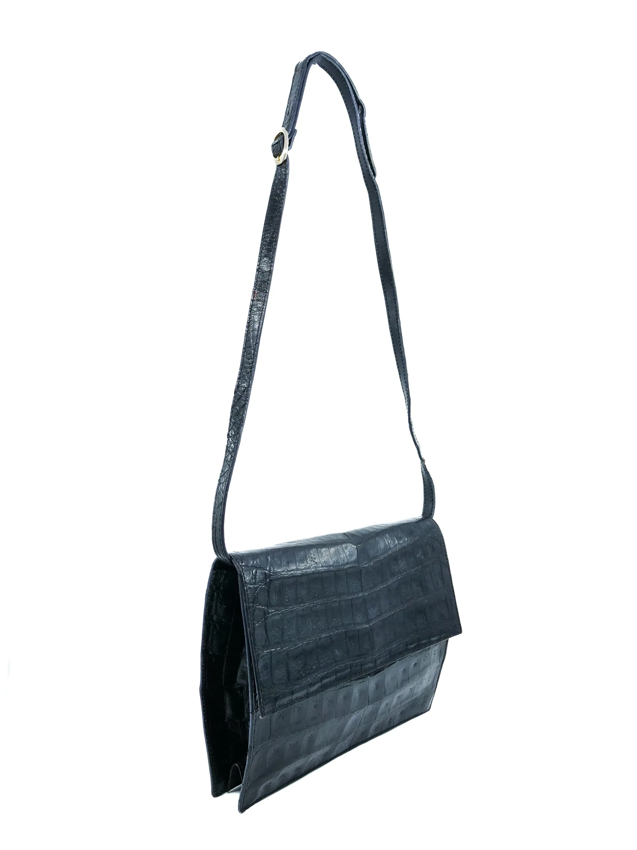 Black Leather Convertible Envelope Clutch