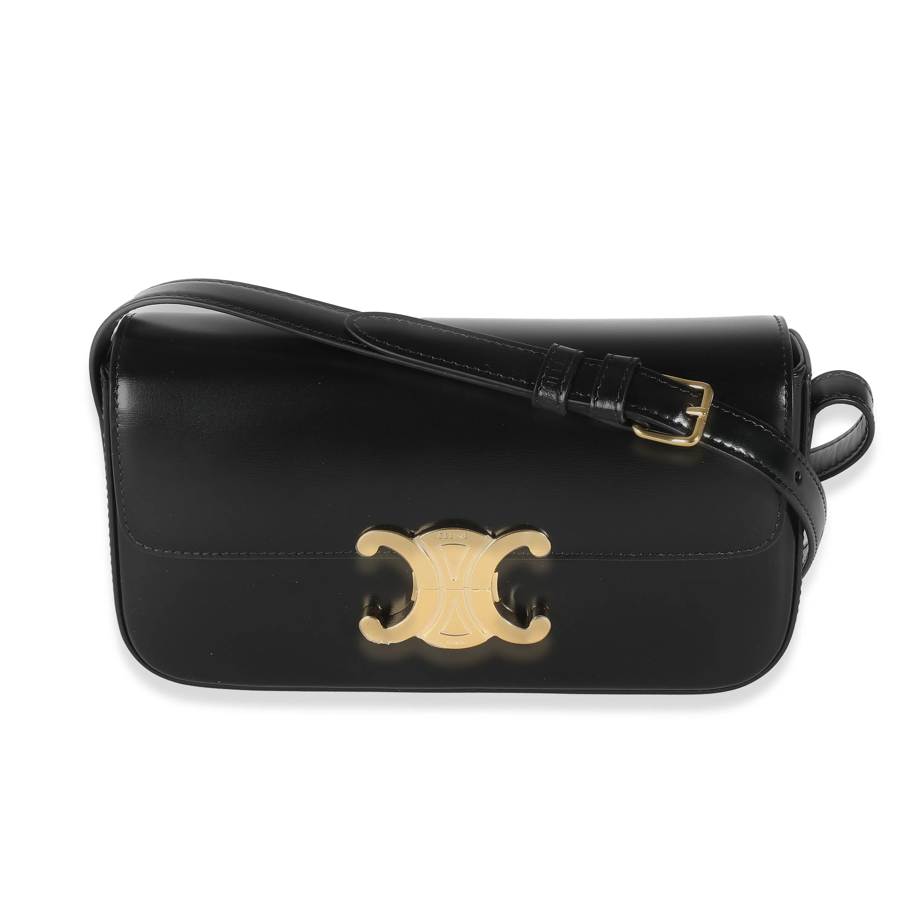 Black Shiny Calfskin Triomphe Shoulder Bag