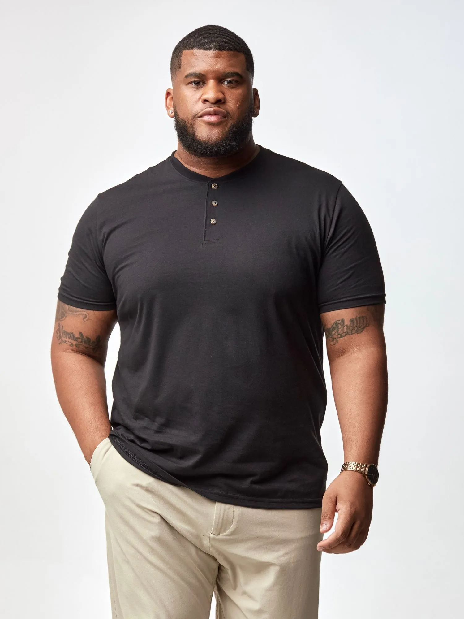 Black Short Sleeve Henley