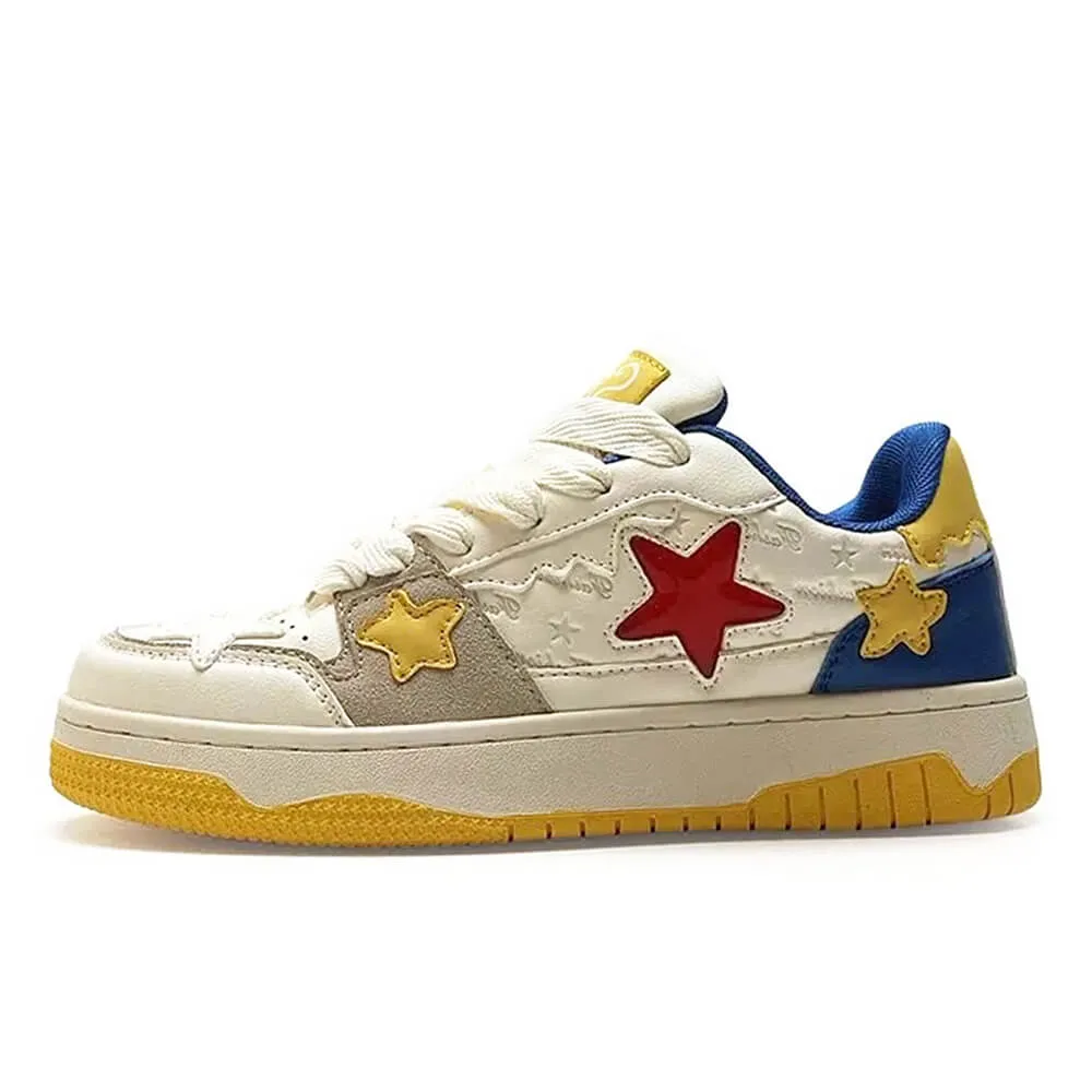 Blue & Yellow Aesthetic Star Sneakers