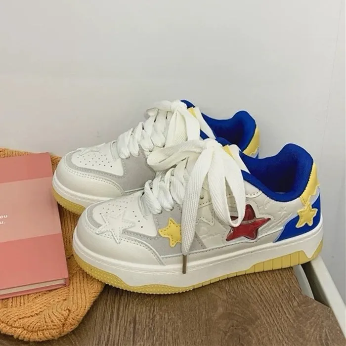 Blue & Yellow Aesthetic Star Sneakers