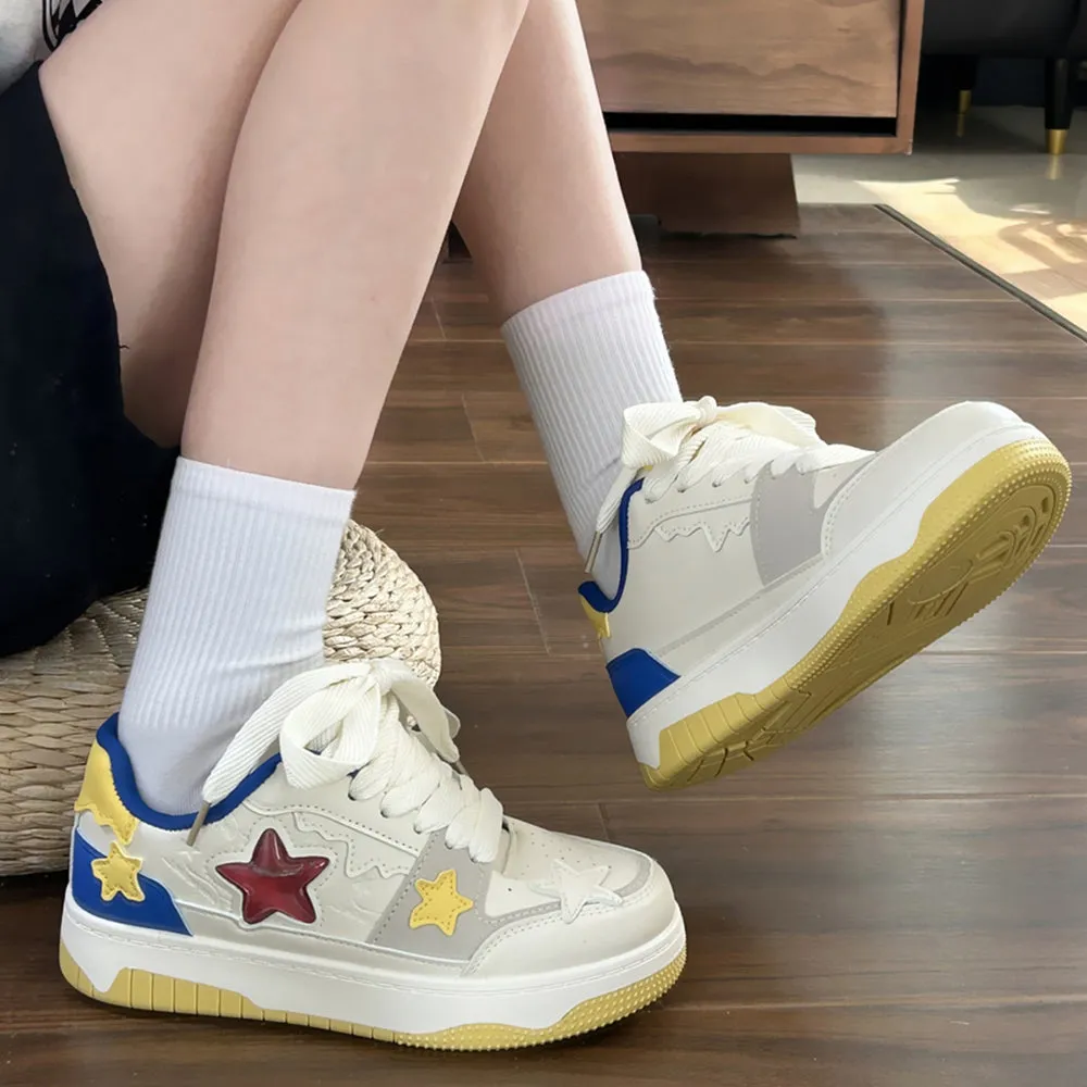 Blue & Yellow Aesthetic Star Sneakers