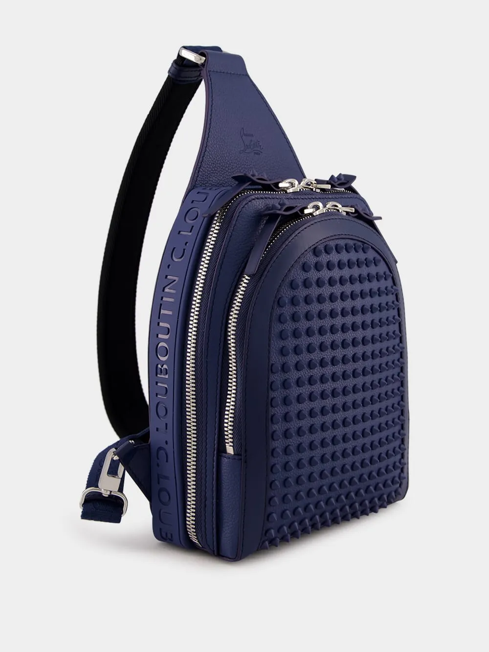 Blue Denim Loubifunk Backpack with Spikes