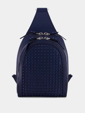 Blue Denim Loubifunk Backpack with Spikes