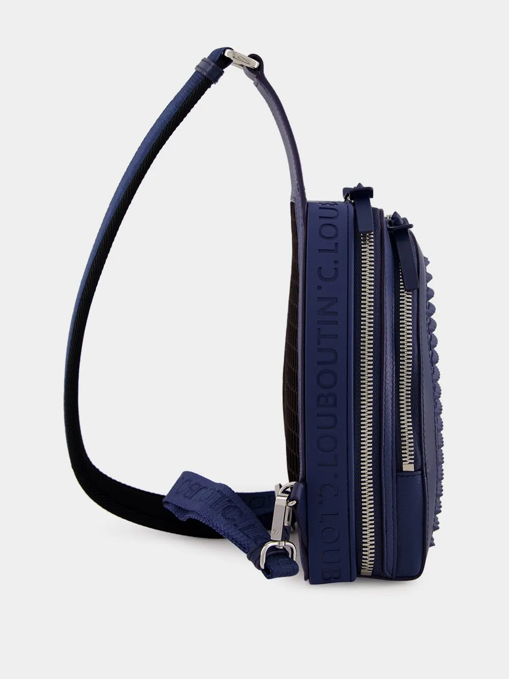 Blue Denim Loubifunk Backpack with Spikes