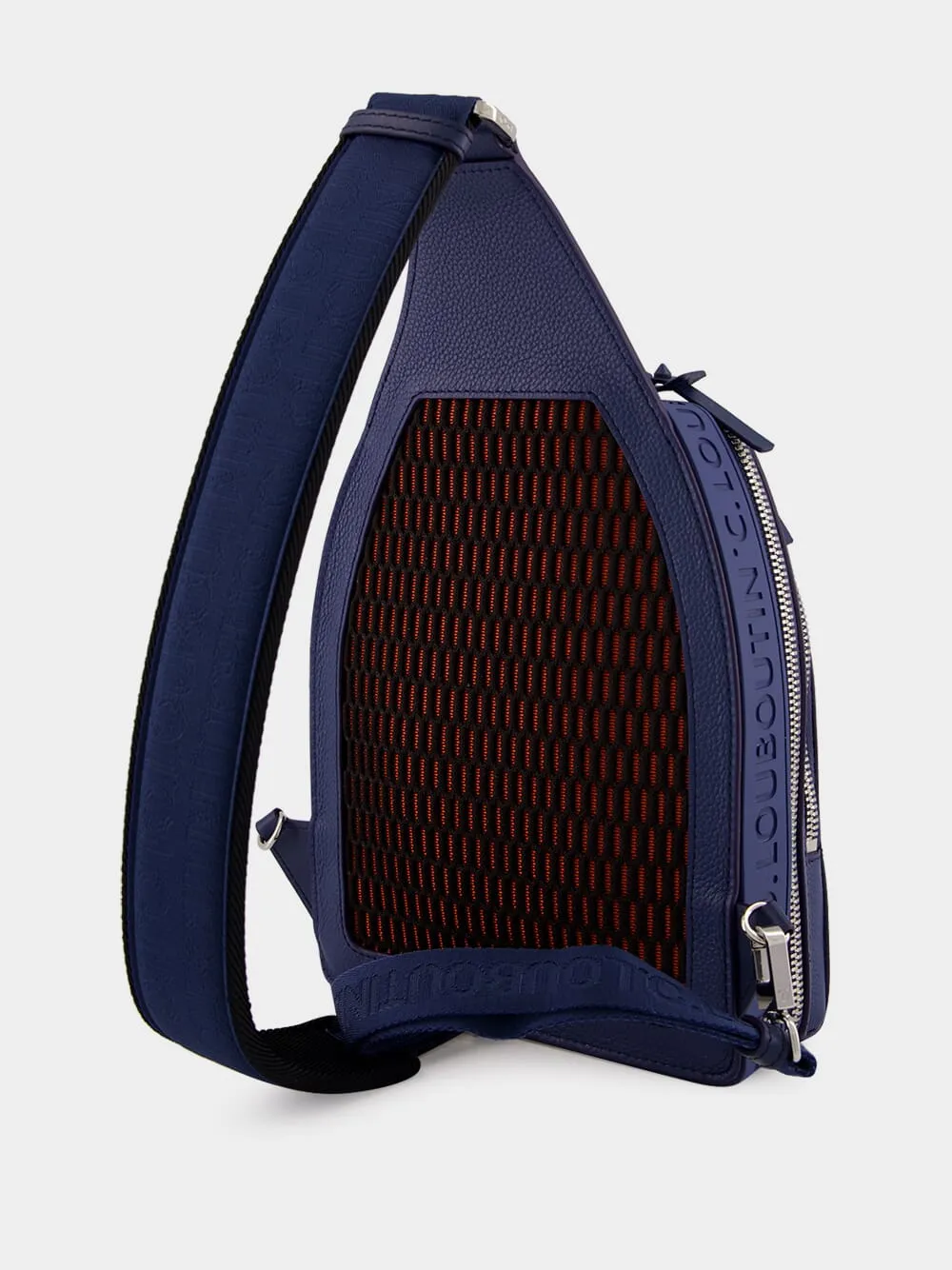 Blue Denim Loubifunk Backpack with Spikes