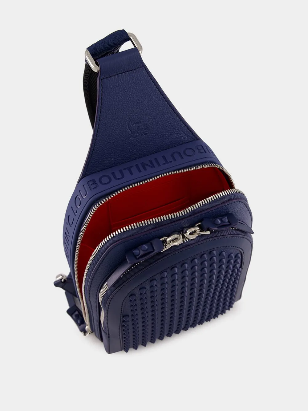 Blue Denim Loubifunk Backpack with Spikes