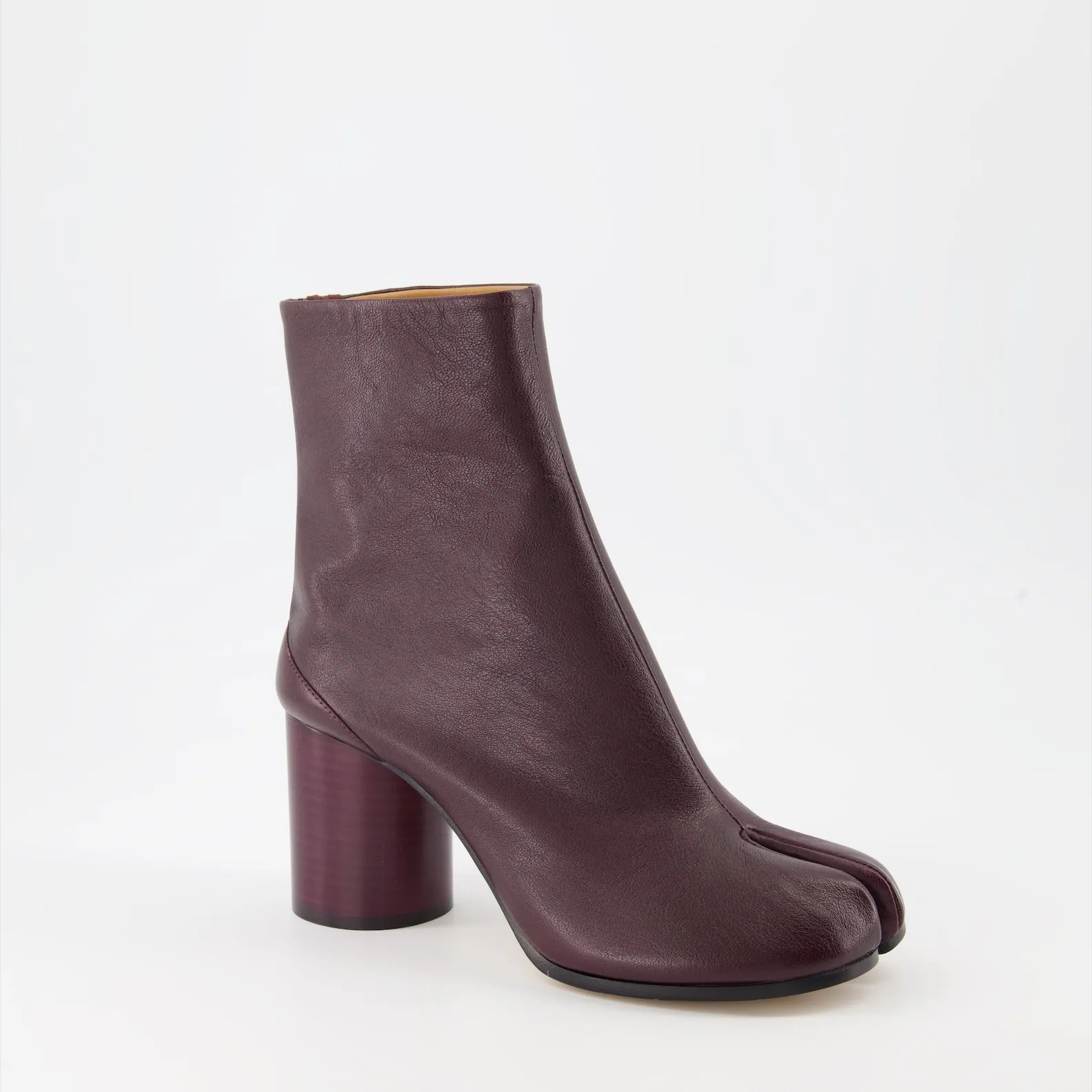Bordeaux Leather Tabi Ankle Boots