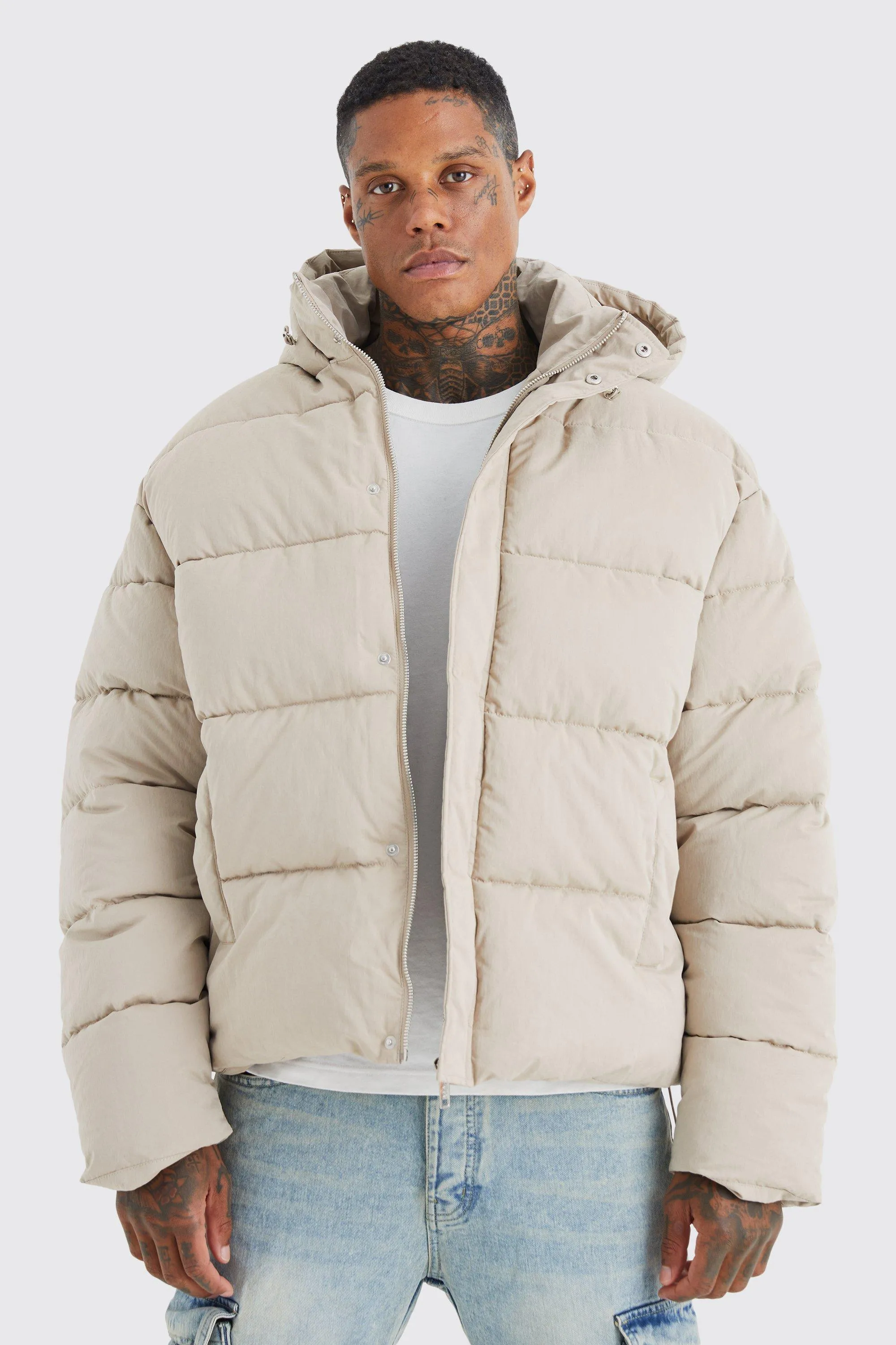 Boxy Crinkle Nylon Puffer