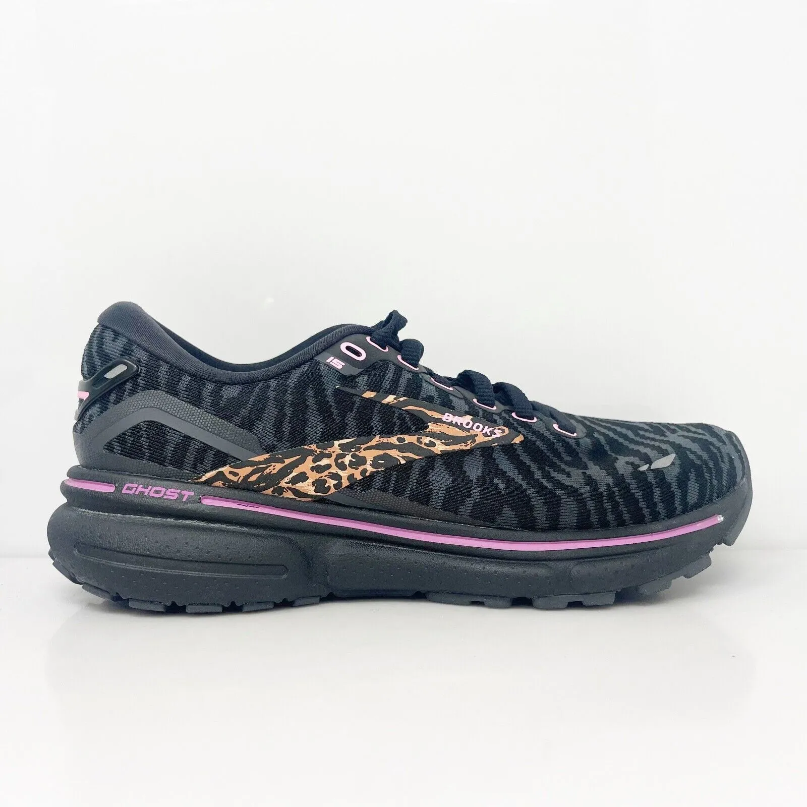 Brooks Womens Ghost 15 1203801B086 Black Running Shoes Sneakers Size 5 B