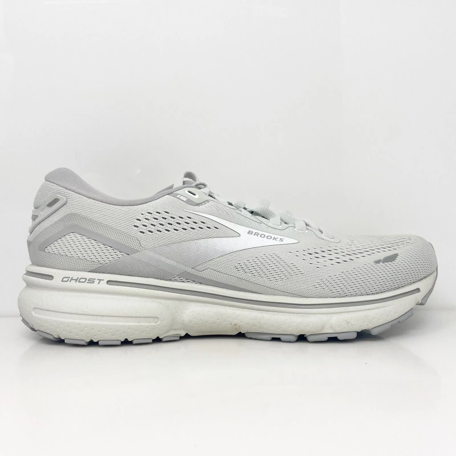 Brooks Womens Ghost 15 1203801B112 Gray Running Shoes Sneakers Size 9 B