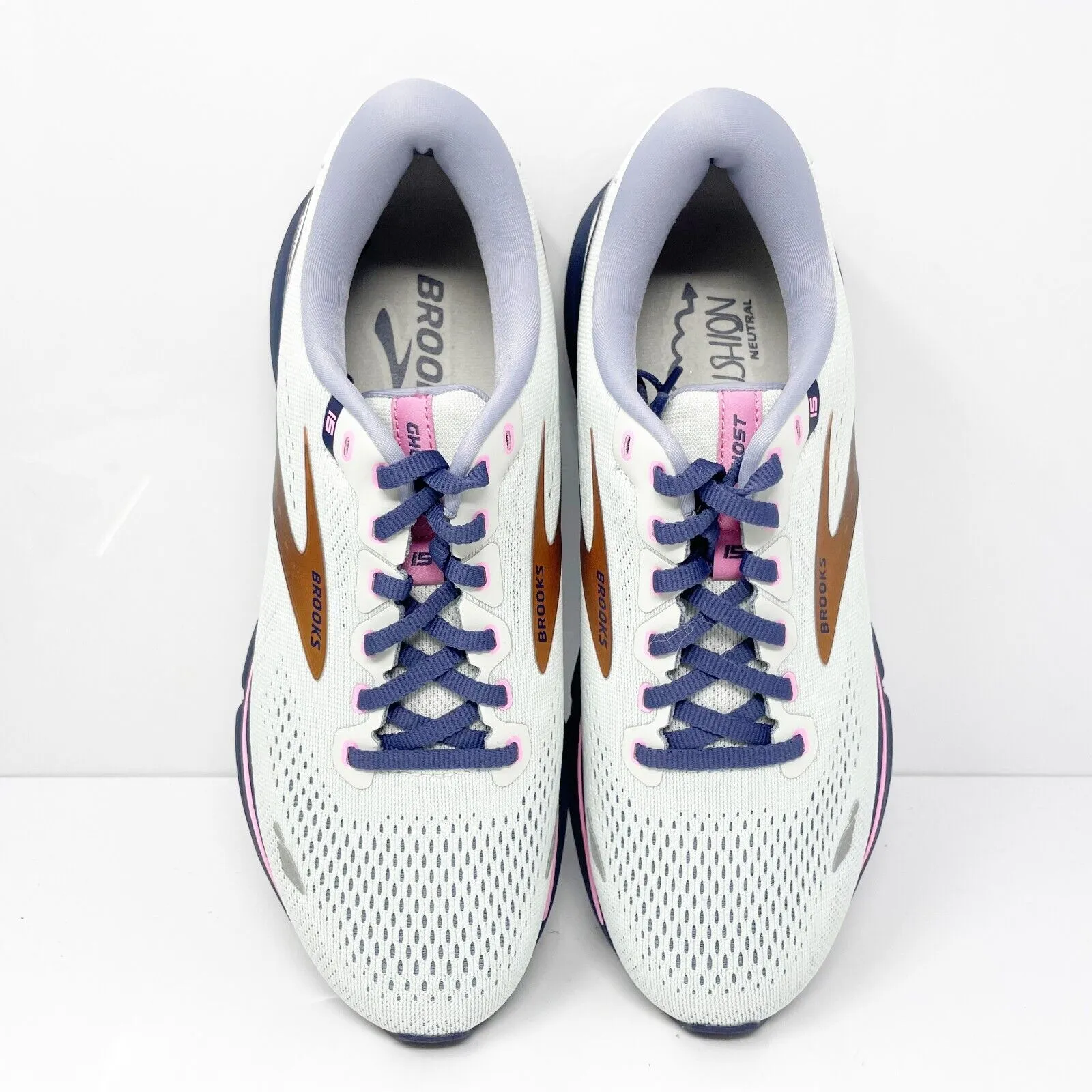 Brooks Womens Ghost 15 1203801B492 White Running Shoes Sneakers Size 9.5 B