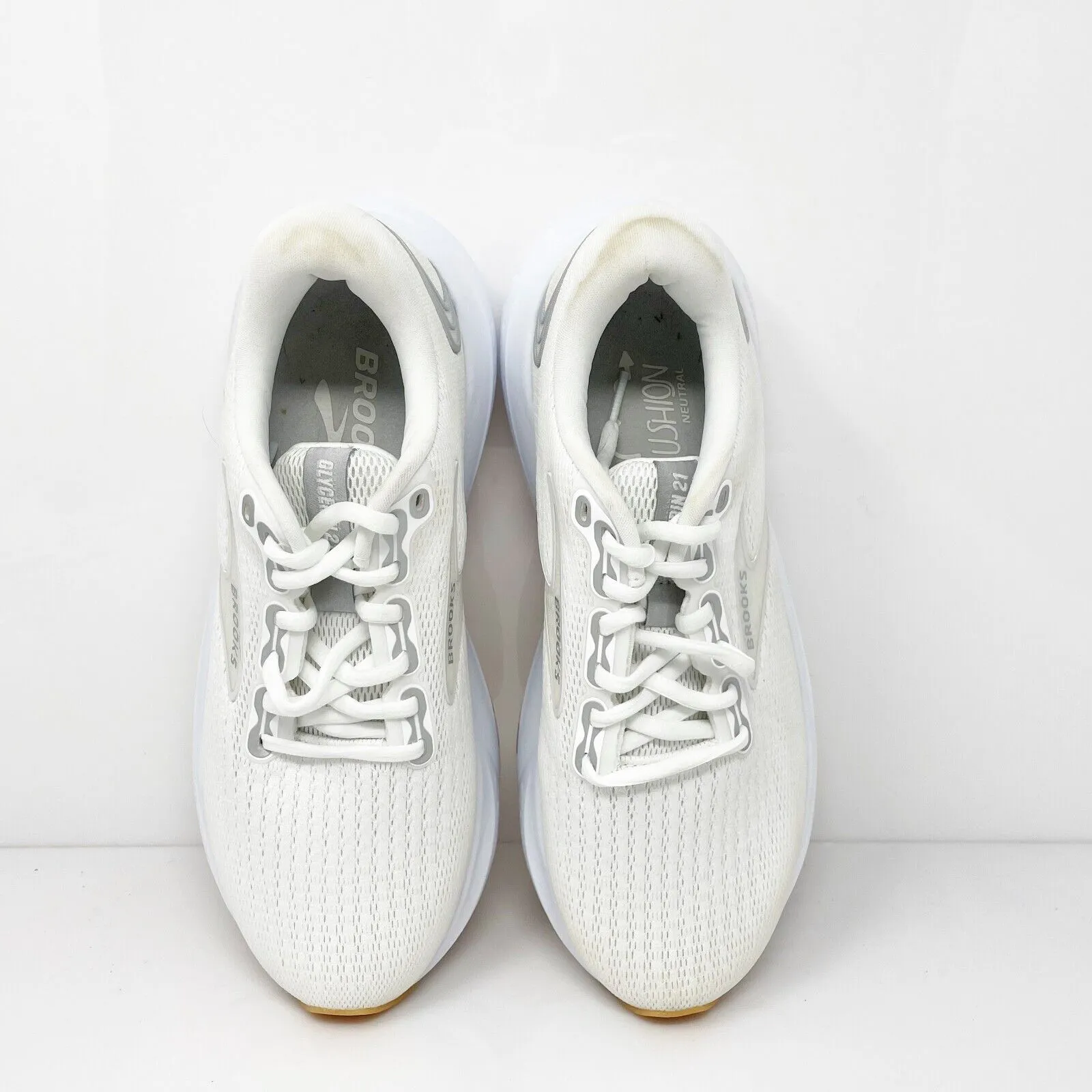 Brooks Womens Glycerin 21 1204081B114 White Running Shoes Sneakers Size 8.5B