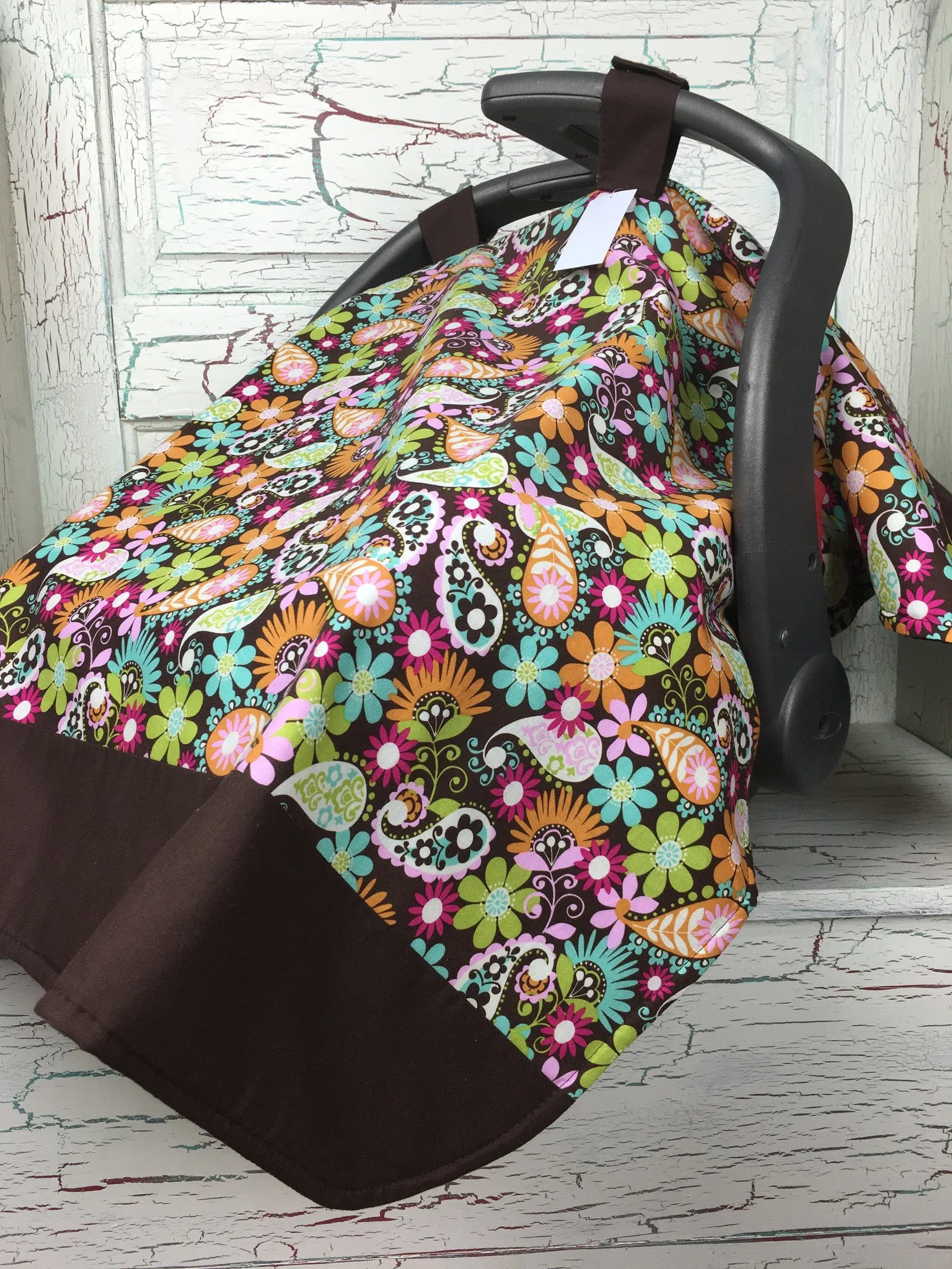 Brown Floral Paisley Carseat Tent