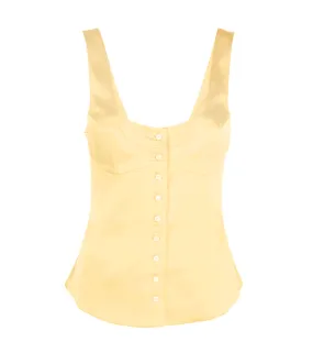 Button Down Vest in Pale Yellow
