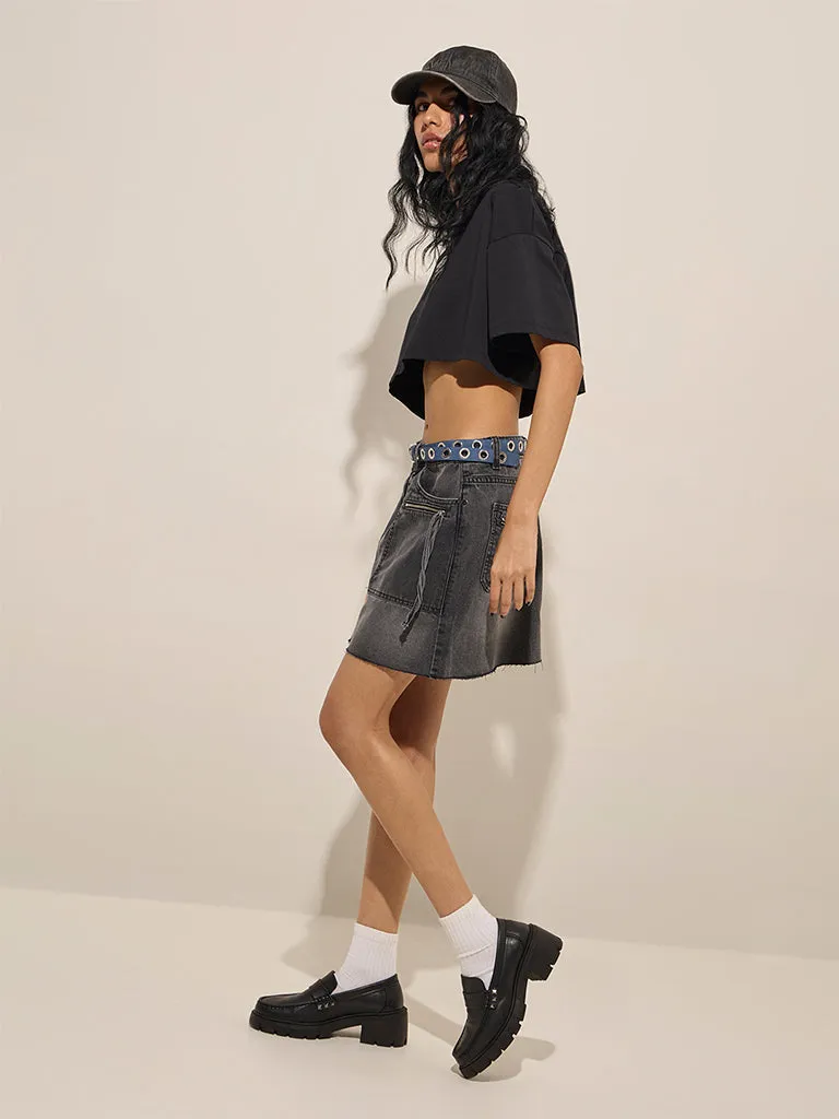 Buy Nuon Grey Washed High-Rise Denim Skirt from Westside