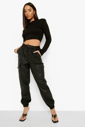 Cargo Belted Pu Jogger Pants