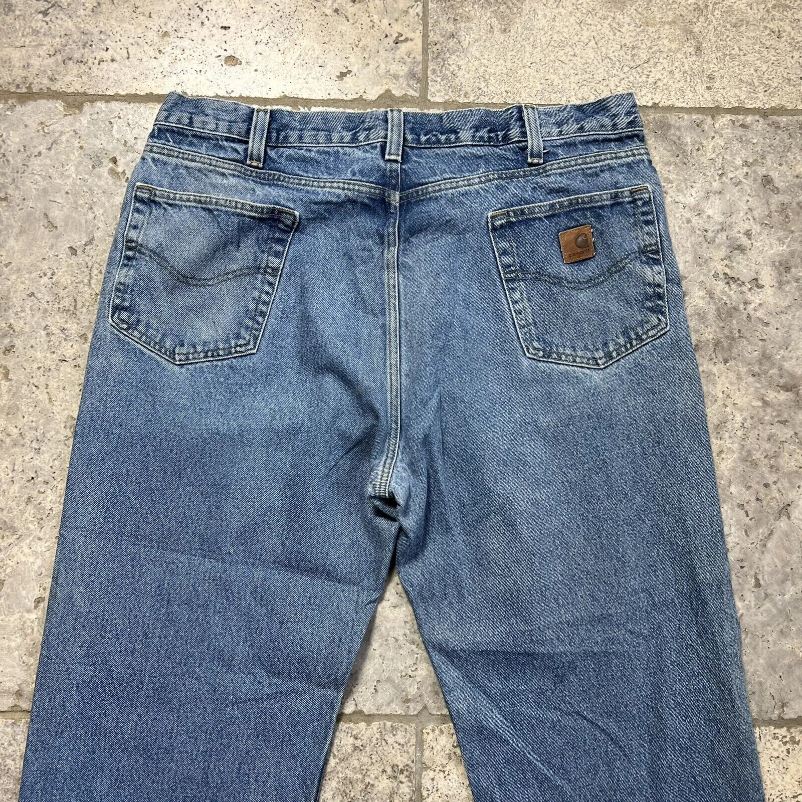 Carhartt Jeans Relaxed Fit Carpenter Denim Workwear Trousers, Blue, Mens 38”