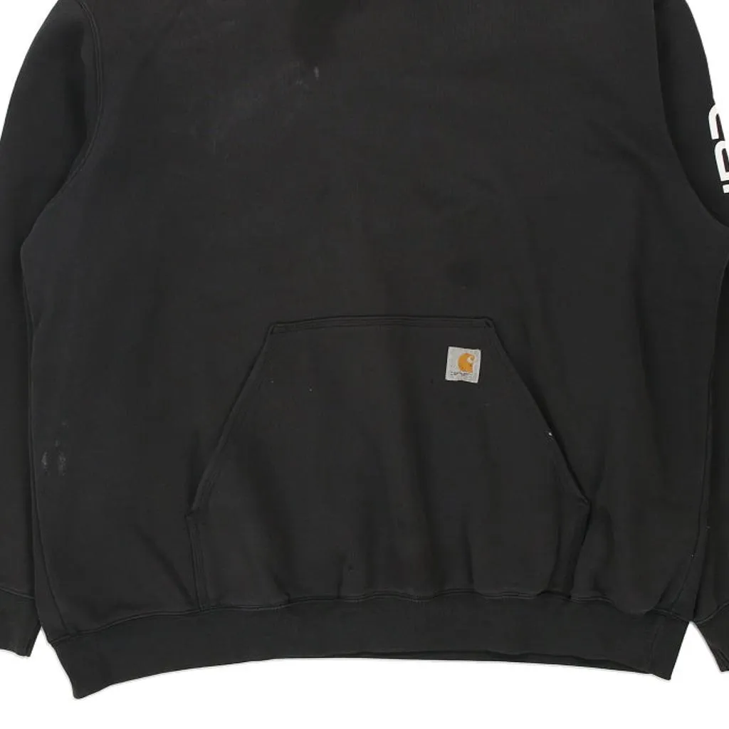 Carhartt Spellout Hoodie - 2XL Black Cotton Blend