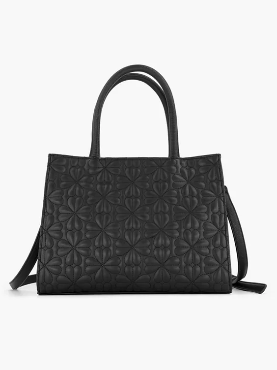 Catwalk  Black Quilted Tote Bag with Bow Decoration