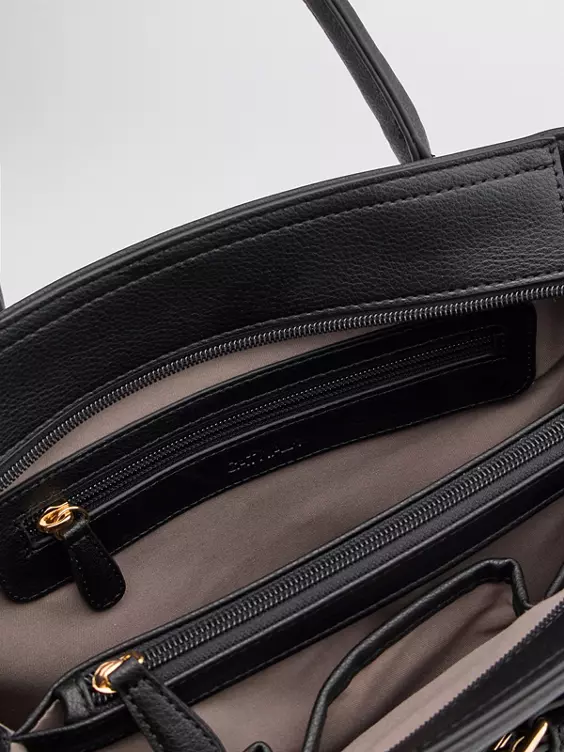 Catwalk  Black Tote Bag with Buckle Detail and Adjustable Shoulder Strap