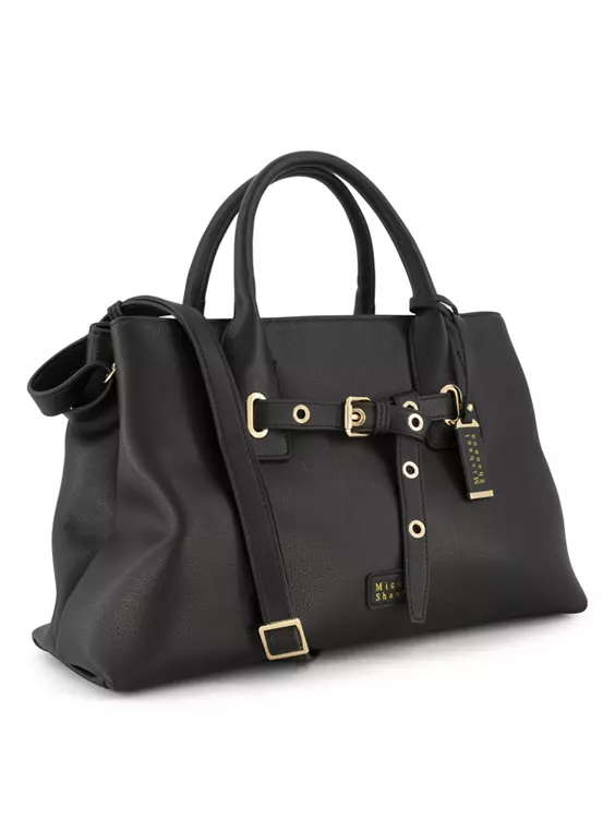 Catwalk  Black Tote Bag with Buckle Detail and Adjustable Shoulder Strap