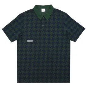 CAVINDER HOUNDSTOOTH POLO SHIRT GREEN | Bodega