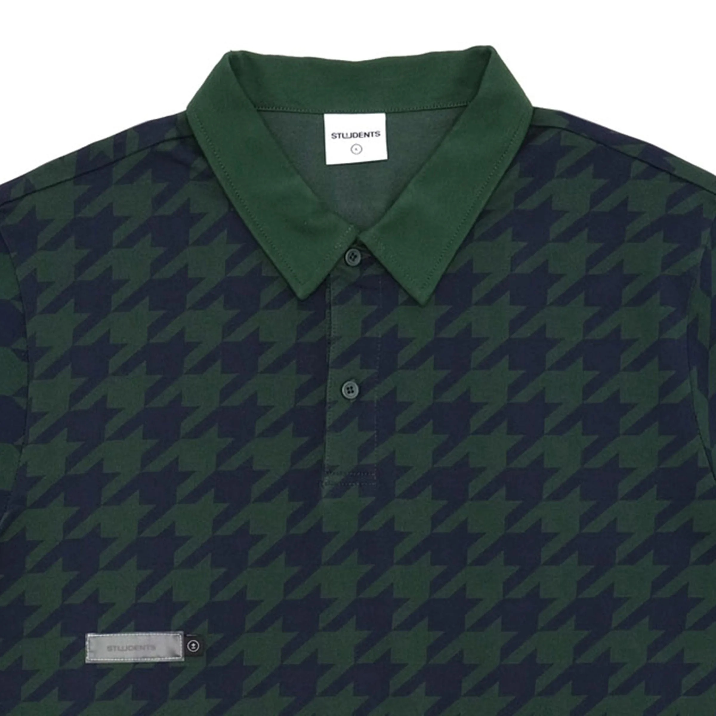 CAVINDER HOUNDSTOOTH POLO SHIRT GREEN | Bodega