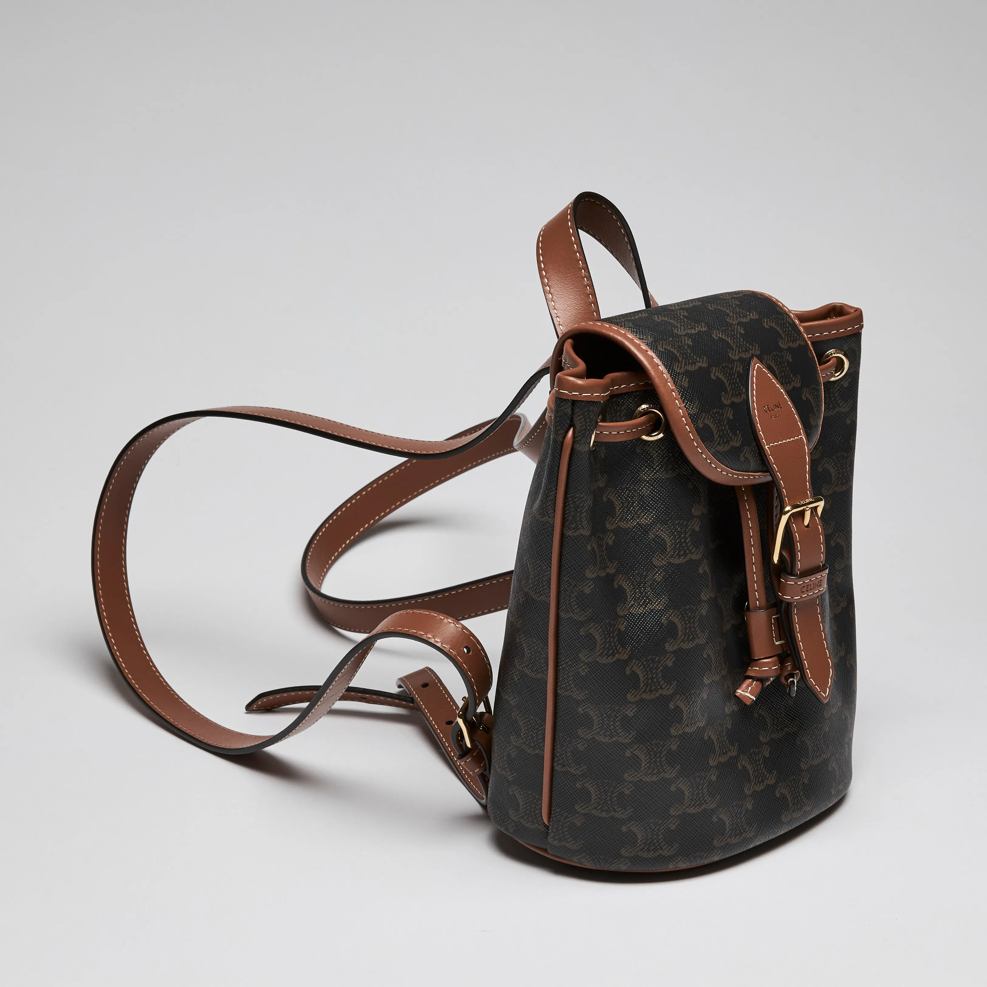 Celine Folco Mini Backpack in Triomphe Monogram Canvas and Leather