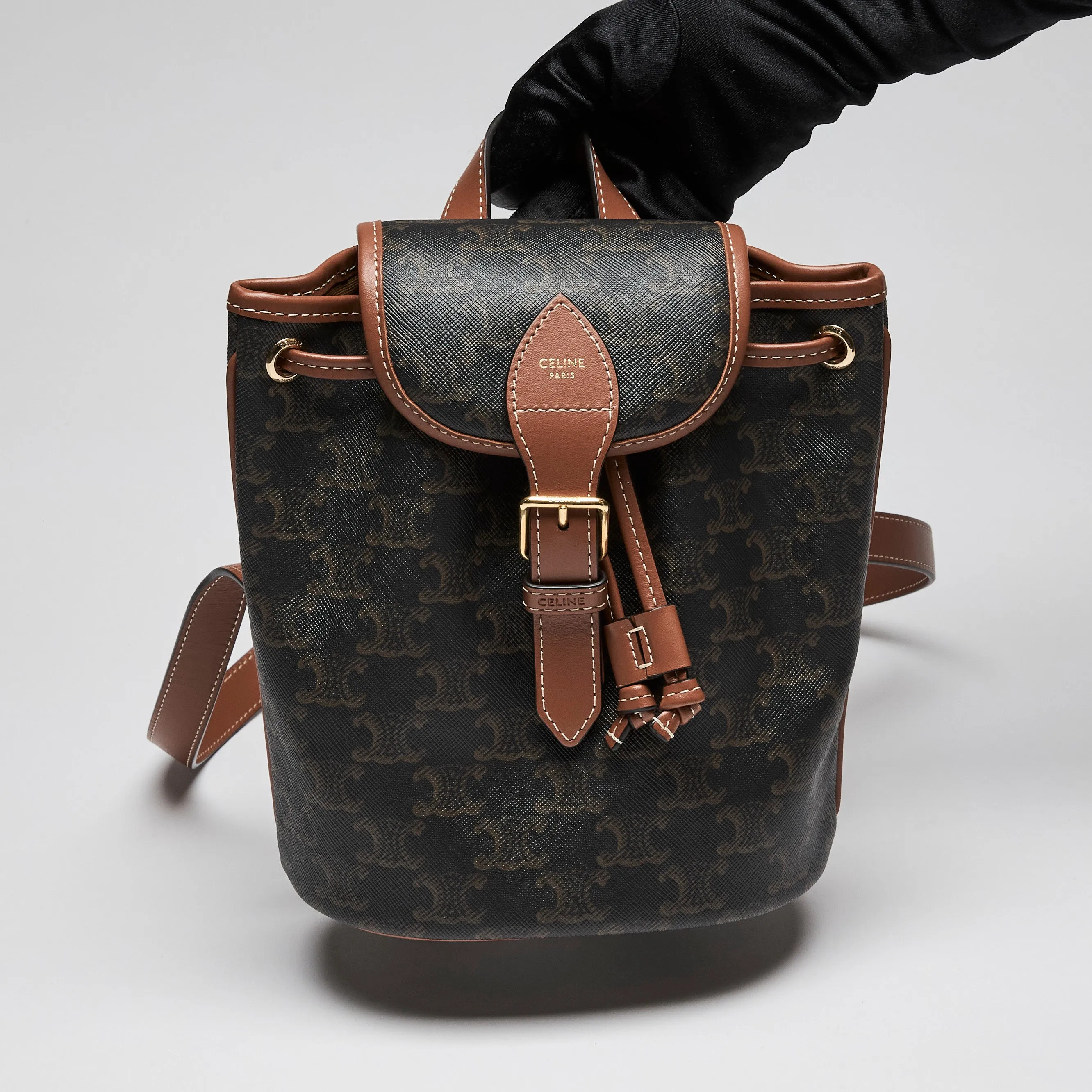 Celine Folco Mini Backpack in Triomphe Monogram Canvas and Leather