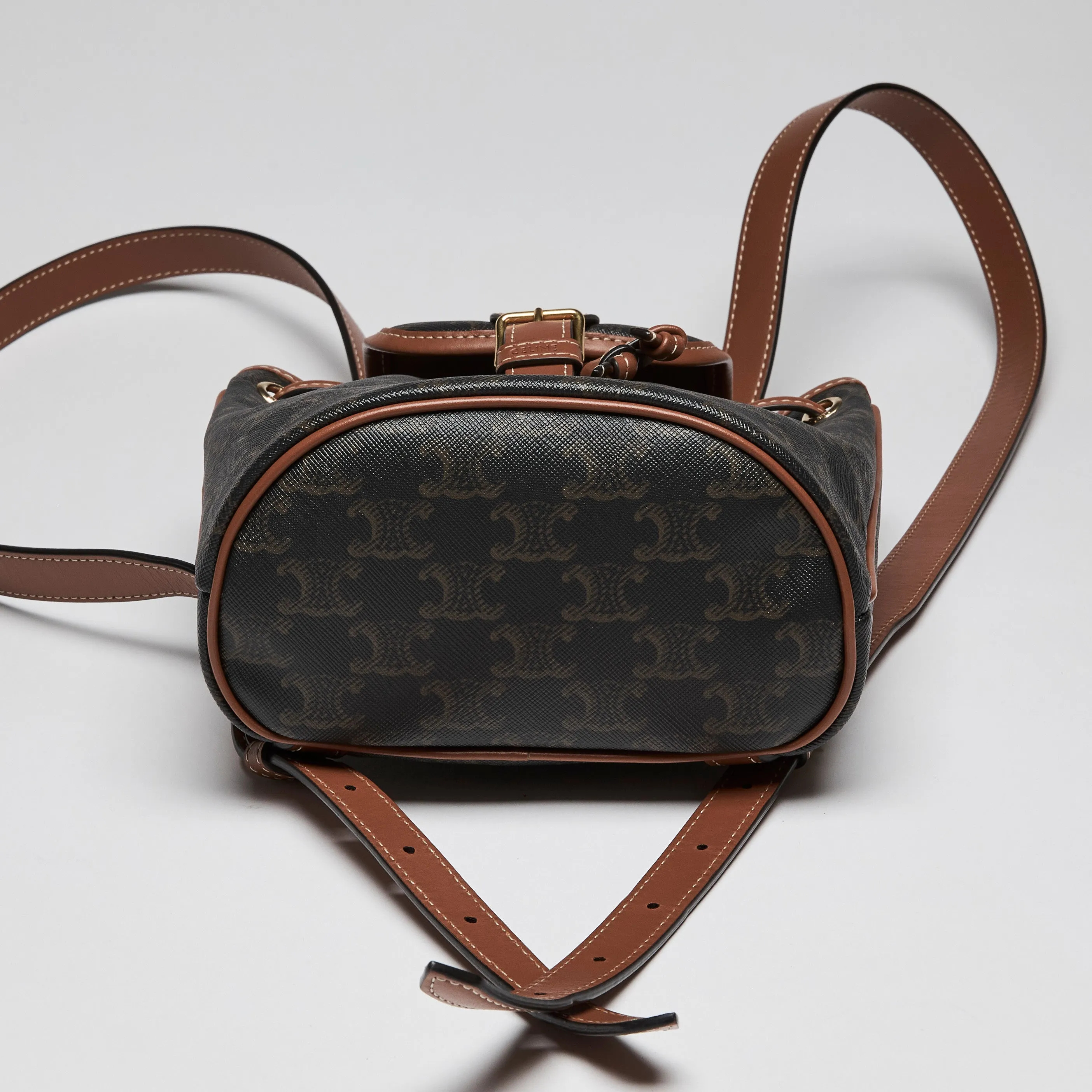 Celine Folco Mini Backpack in Triomphe Monogram Canvas and Leather