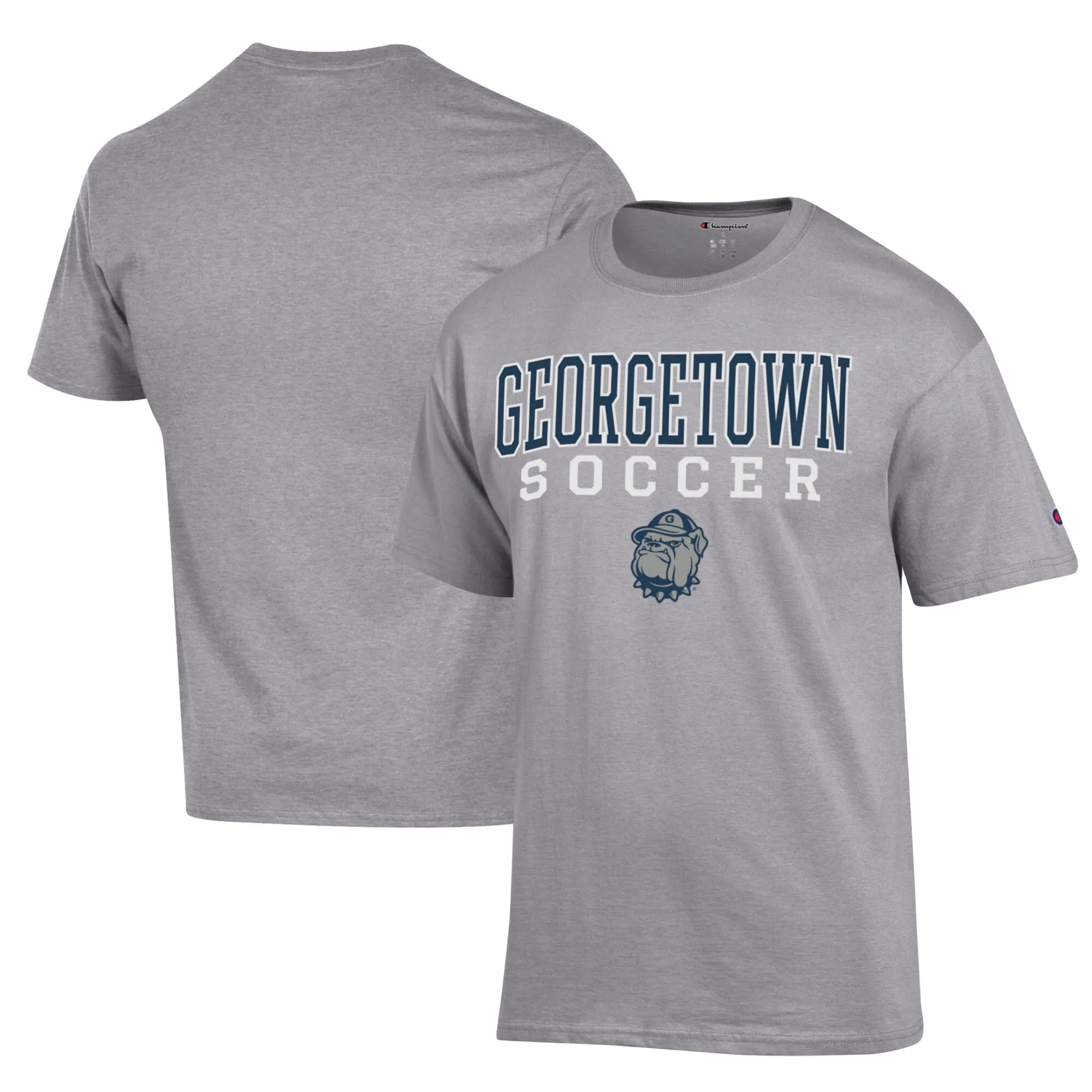 Champion Georgetown Hoyas Gray Soccer Stack Logo Powerblend T-Shirt